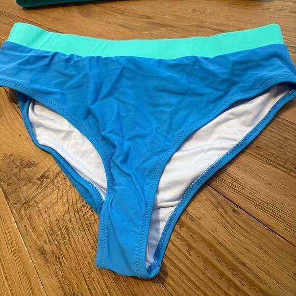 2 piece blue high waisted swimsuit size medium - Picture 4 of 7